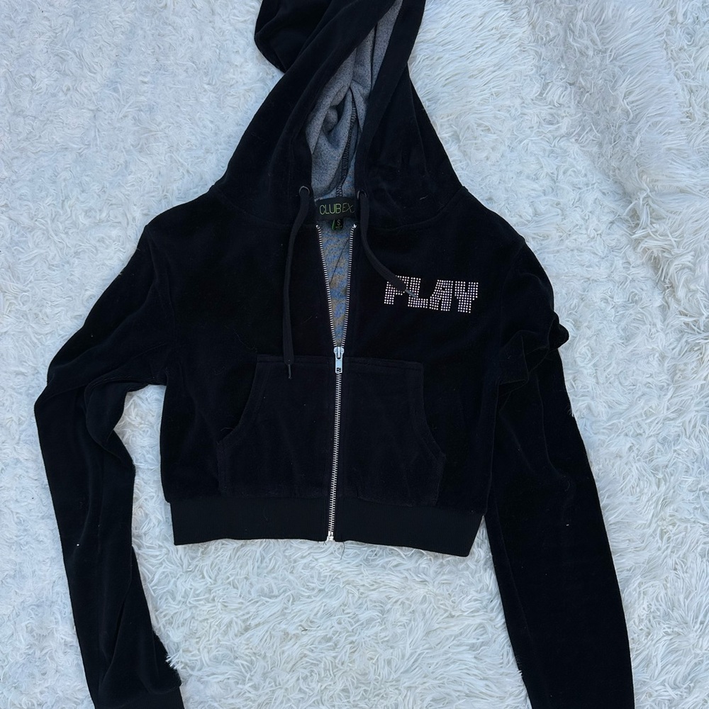 Black Cropped Hoodie Jacket